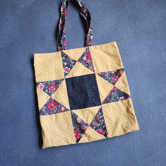 Y2K Abstract Patterned Canvas Tote Hand Bag - Picture 2 of 6